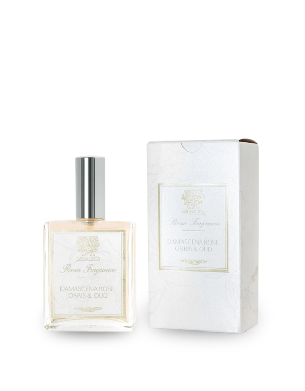 Antica Farmacista Damascena Rose, Orris & Oud room spray packaging